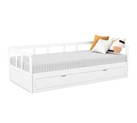 IDMarket - Lit Banquette 90 x 190 cm Zoya Convertible Blanc | Lit banquette 90 x 190 cm convertible 180 x 190 cm, avec 1 tiroir de rangement