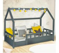 Lit Cabane Enfant 80 X 160 Cm Neree Gris
