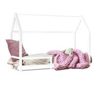 IDMARKET Lit cabane enfant 90 x 190 cm NESSI blanc avec sommier et barrières