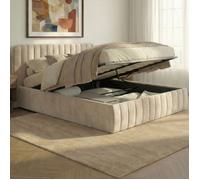 IDMARKET Lit coffre double ALBA avec tête de lit et sommier 160 x 200 cm velours beige