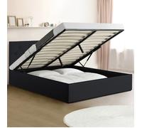 IDMarket Lit coffre double AUSTIN avec sommier 140 x 190 cm PVC noir