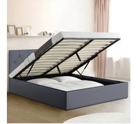 Lit coffre double AUSTIN avec sommier 160 x 200 CM PVC gris