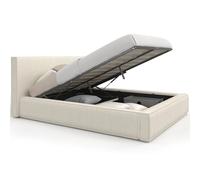 IDMarket - Lit Coffre Double Jade avec sommier 140 x 190 cm Velours côtelé Beige
