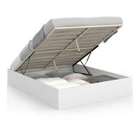 IDMarket - Lit Coffre Double SANDSIDE avec sommier 160 x 200 cm Blanc
