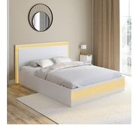 IDMARKET Lit double CHARLIE 140 x 190 cm avec sommier et LED intégrées blanc