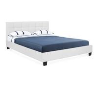 Lit double CHARLOTTE avec sommier 140x190 cm PVC blanc
