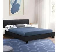 IDMarket – Lit double Charlotte – Tête de lit et sommier 140 x 190 cm PVC Noir