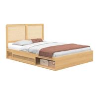 IDMarket - Lit Double EDHEN 140 x 190 cm Coloris Bois