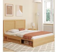 IDMarket - Lit Double EDHEN 140 x 190 cm Coloris Bois