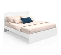 IDMarket Lit double OMAHA - tête de lit et sommier 160 x 200 cm - blanc