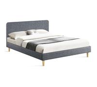 IDMarket - Lit Double scandinave Balta 160 x 200 cm Tissu Gris Anthracite | Avec tête de lit et sommier