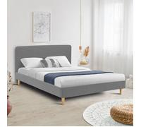 Lit Double Scandinave Balta 160 X 200 Cm Tissu Gris Clair