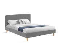 IDMarket - Lit Double scandinave Balta avec tête de lit et sommier 160 x 200 cm Tissu Gris Clair