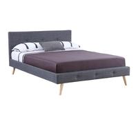 IDMarket Lit double Oslo scandinave 160 x 200 cm tissu gris anthracite