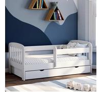IDMarket - Lit enfant LILIA 80 x 160 cm avec sommier, barrières et 1 tiroir de rangement
