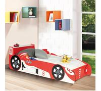 IDMARKET Lit enfant voiture formule 1 TEDDI 70 x 140 CM rouge