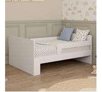 IDMARKET Lit simple évolutif GASPARD 90 x 140/190 cm avec sommier et barrières bois blanc