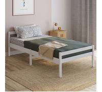 Lit simple HARPER 90 x 190 cm avec sommier bois blanc