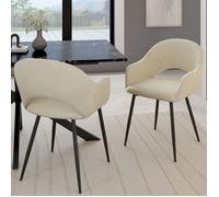 IDMARKET Lot de 2 chaises de salle à manger CLARA en velours beige