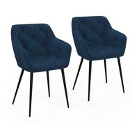 IDMarket - Lot de 2 chaises de Salle à Manger, fauteuils de Table capitonnés LYA Velours Bleu Canard