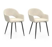 IDMARKET Lot de 2 chaises de salle à manger CLARA en velours beige