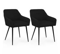 IDMarket - Lot de 2 chaises de Salle à Manger, fauteuils de Table Jany | En velours côtelé noir et pieds en métal noir