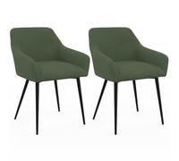 IDMarket - Lot de 2 chaises de Salle à Manger, fauteuils de Table Jany | En velours côtelé vert kaki et pieds en métal noir
