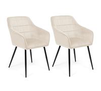 IDMarket - Lot de 2 chaises de salle à manger MADY - Velours beige, métal H. 80 cm non pliable