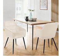 IDMARKET Lot de 2 chaises de salle à manger MADY en velours beige