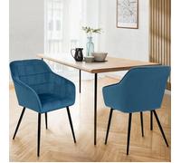 IDMARKET Lot de 2 chaises de salle à manger MADY en velours bleu