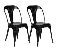 IDMarket - Lot de 2 chaises Leny empilables Aspect Brut Factory | En métal noir mat