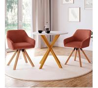 IDMARKET Lot de 2 chaises pivotantes 360° de salle à manger, fauteuils de table JANY en velours côtelé terracotta