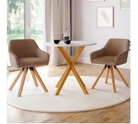 IDMARKET Lot de 2 chaises pivotantes 360° de salle à manger, fauteuils de table JANY en velours côtelé taupe