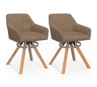 IDMarket – Chaises pivotantes Jany – Velours côtelé Taupe – Lot de 2 – Salle à manger
