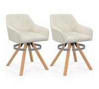 IDMarket - Lot de 2 chaises pivotantes de Salle à Manger, fauteuils de Table Jany en Velours côtelé Beige