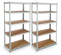 Lot De 2 Étagères Modulables Charges Lourdes 10 Plateaux H 180 Cm Gris
