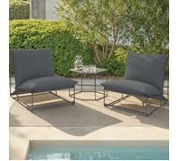 IDMARKET Lot de 2 fauteuils de jardin NAPOLI gris coussins gris anthracite