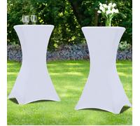 IDMarket - Lot de 2 Housses Blanches pour Table Haute Pliante 105 cm