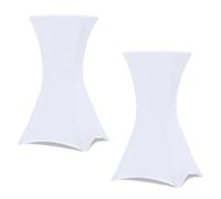 IDMarket Housses pour table haute pliante 105 cm Blanc – Lot de 2