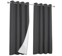 IDMarket - Lot de 2 Rideaux Thermiques Gris Anthracite 135x240 cm