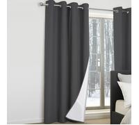 IDMarket - Lot de 2 Rideaux Thermiques Gris Anthracite 135x240 cm