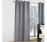 IDMARKET Lot de 2 rideaux thermiques gris anthracite motif courbe 140x240 cm