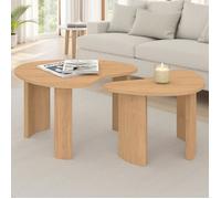 IDMARKET Lot de 2 tables basses gigognes COLINE 70/50 bois façon hêtre
