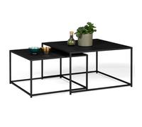 IDMarket - Lot de 2 Tables Basses gigognes Davis 60/70 en métal Noir Mat Design Industriel