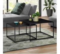 IDMarket - Lot de 2 Tables Basses gigognes Davis 60/70 en métal Noir Mat Design Industriel