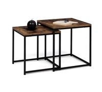 IDMarket - Lot de 2 tables basses gigognes Dayton 40/45 - plateau épais, design industriel, marron
