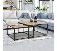 Lot De 2 Tables Basses Gigognes Detroit 60/70 Design Industriel Marron