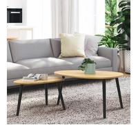 Lot de 2 tables basses gigognes gaia bois et pieds noirs scandinave