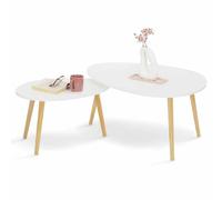 IDMarket – Lot de 2 tables basses Gaia gigognes laquées blanc scandinave