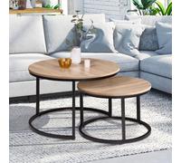 IDMARKET Lot de 2 tables basses gigognes DETROIT rondes 54/70 design industriel